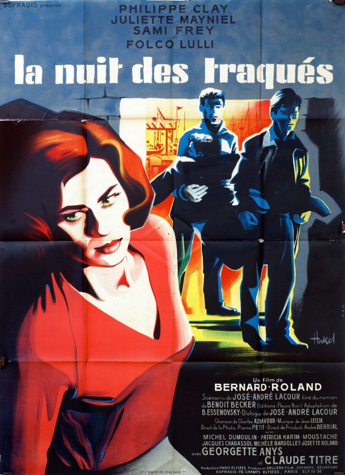 LA NUIT DES TRAQUÉS MOVIE POSTER ORIGINAL 120x160 PHILIPE CLAY
