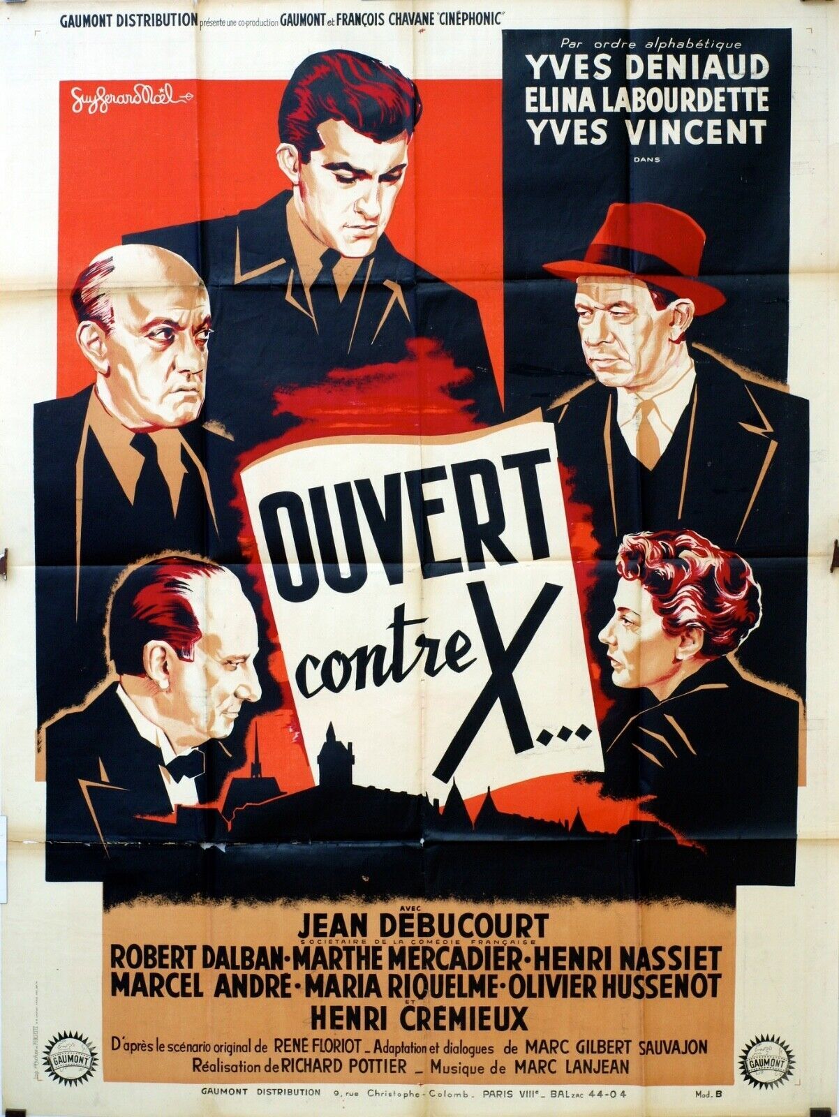 OUVERT CONTRE X MOVIE POSTER ORIGINAL 120x160 RAF VALLONE