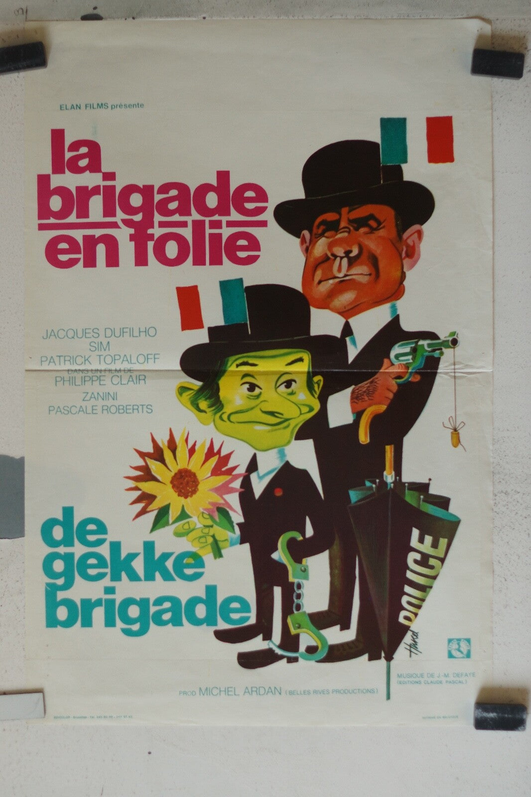 BRIGADE EN FOLIE (LA) (BELGE) MOVIE POSTER ORIGINAL 55x36 Jacques Dufiho ,