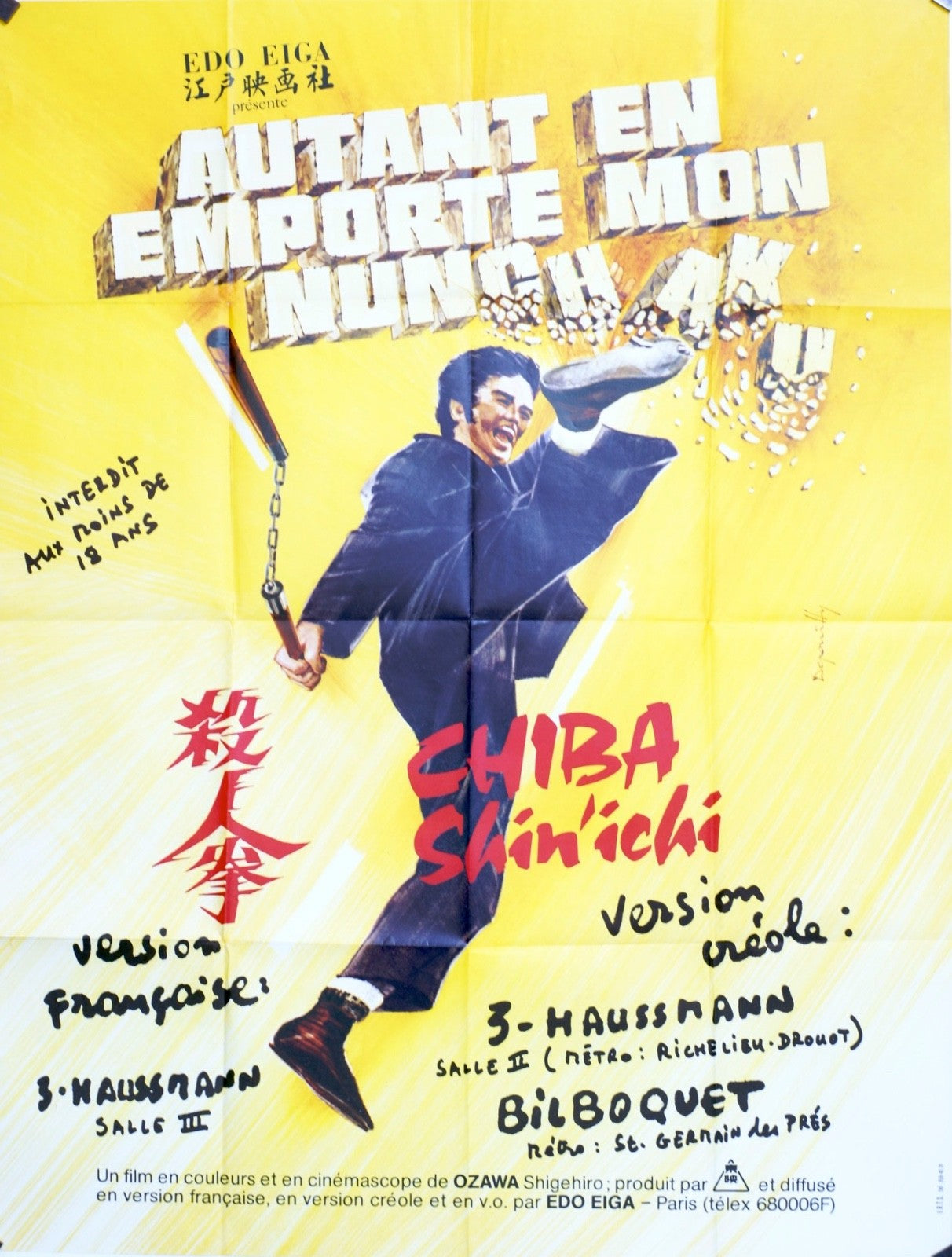 AUTANT EN EMPORTE MON NUNCHAKU CHIBA SHINICHI MOVIE POSTER ORIGINAL 120x160