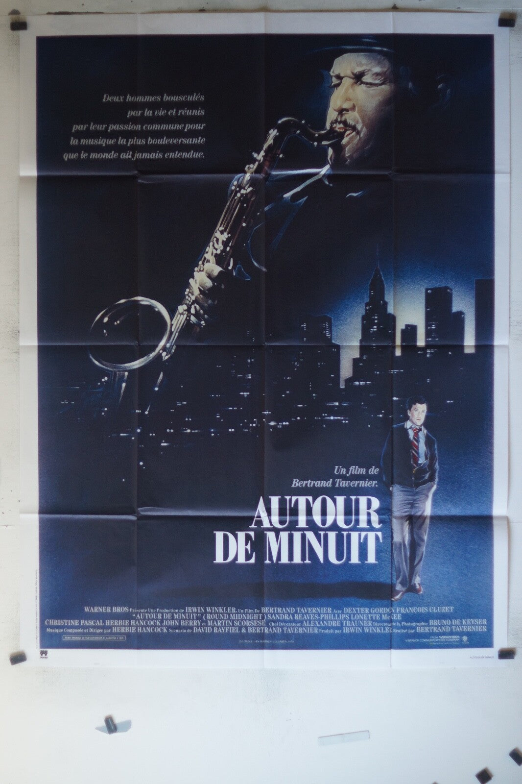 AUTOUR DE MINUIT MOVIE POSTER ORIGINAL 120x160 Dexter Gordon , Francois Cluzet