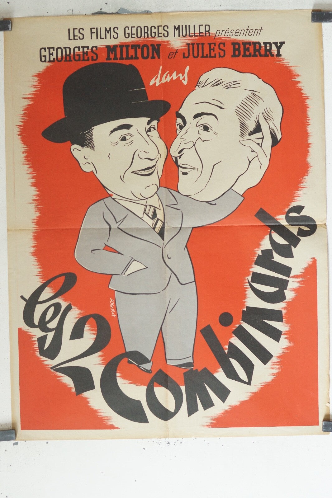 LES 2 COMBINARDS MOVIE POSTER ORIGINAL (60X80) GEORGES MILTON, JULES BERRY