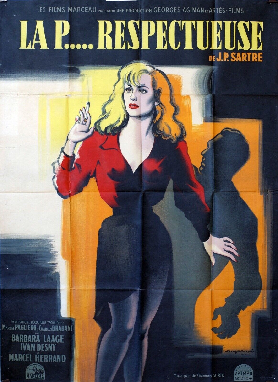 LA PUTE RESPECTEUSE MOVIE POSTER ORIGINAL 120x160 MARCEL PAGLIERO