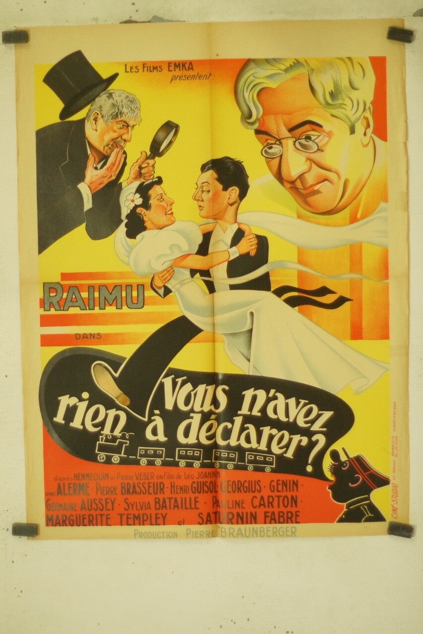 VOUS N’AVEZ RIEN À DÉCLARER MOVIE POSTER ORIGINAL (60X80) RAIMU PIERRE BRASSEUER