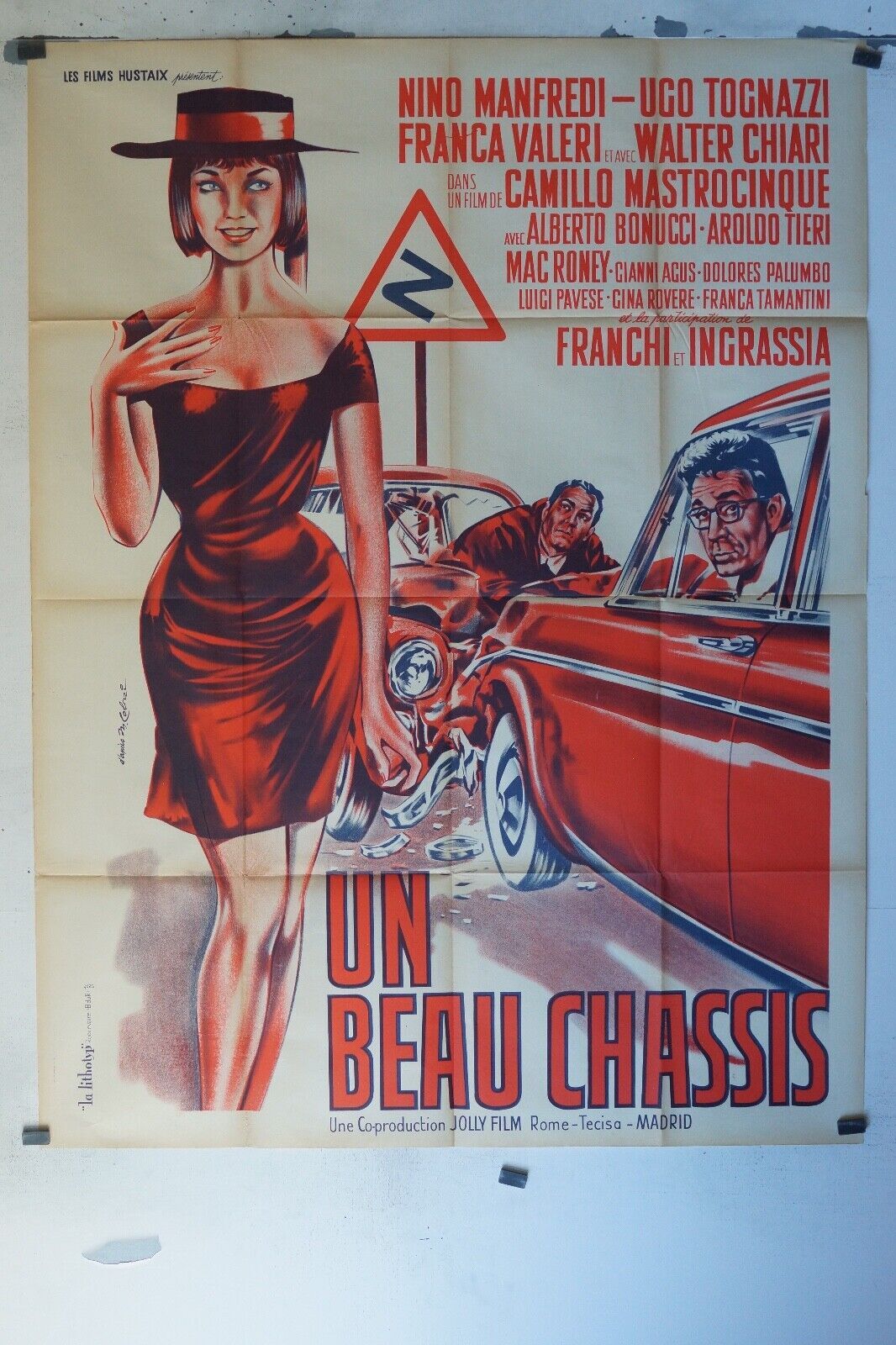 UN BEAU CHASSIS MOVIE POSTER ORIGINAL 120x160 NINO MANFREDI