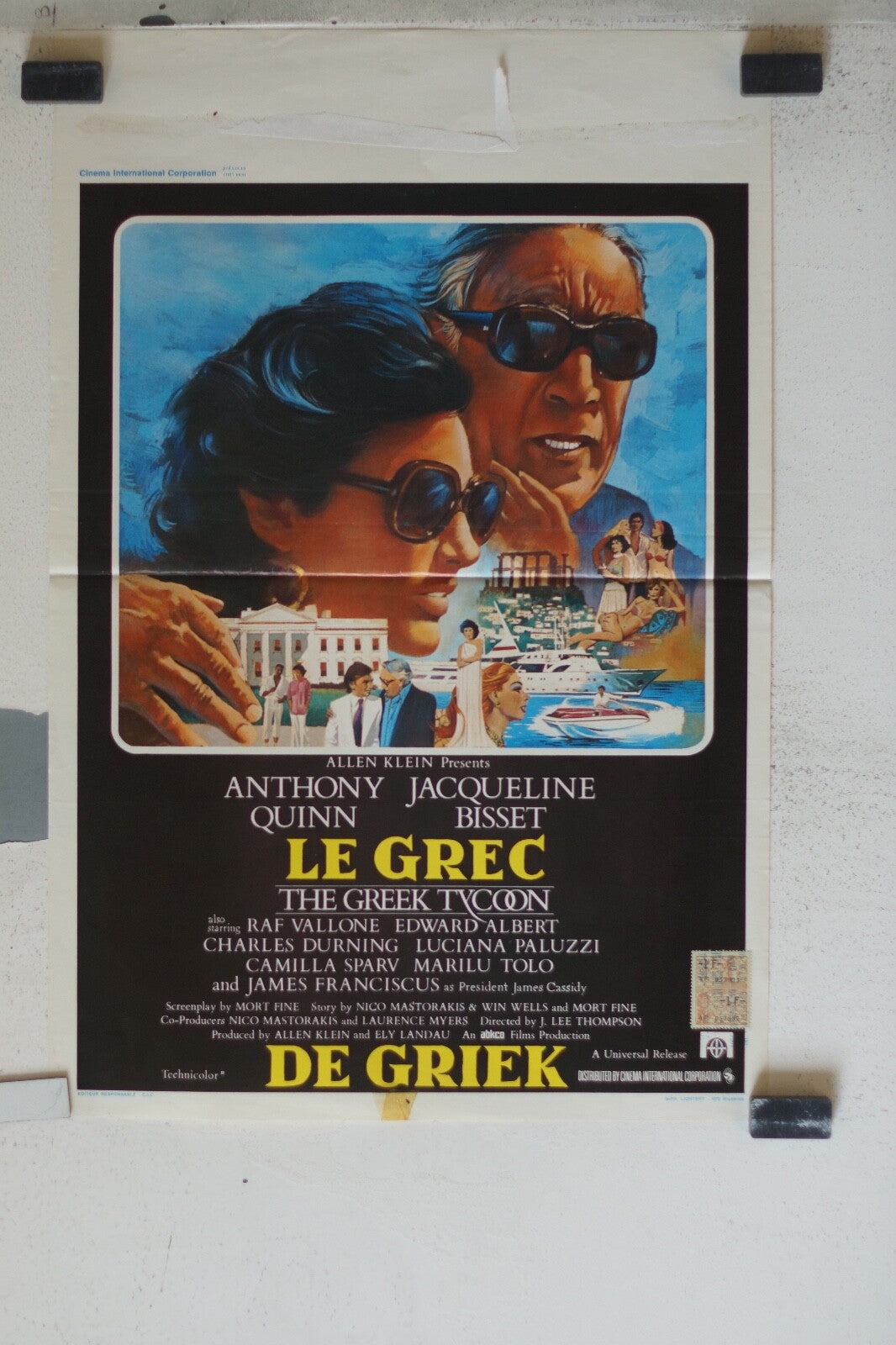 GREC (LE) BELGE MOVIE POSTER ORIGINAL 55x36 Anthony Quinn , Jacqueline Bisset