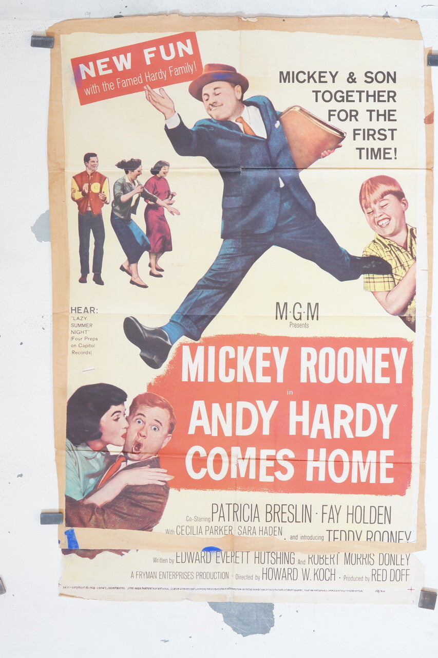 ANDY HARDY COMES HOME MOVIE POSTER ORIGINAL 69x103, Mickey Rooney