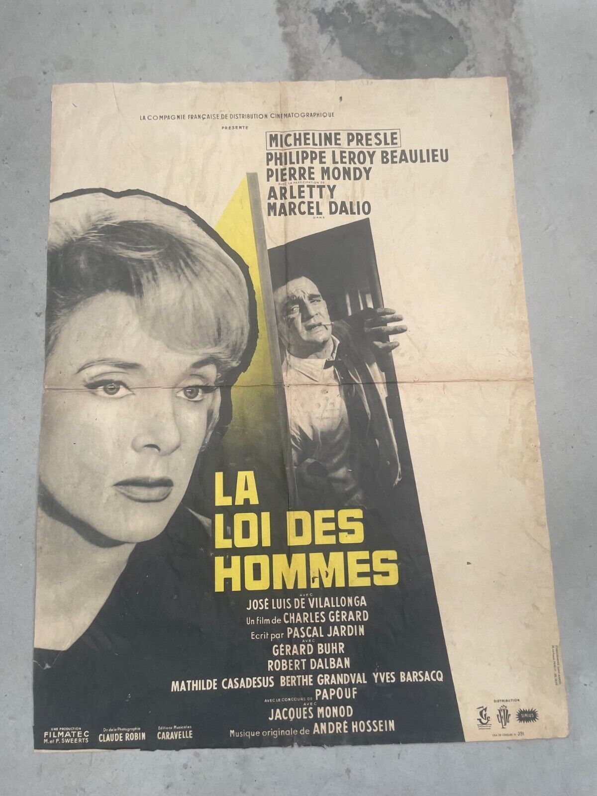 LALOI DES HOMMES POSTER ORIGINAL 60x80 MICHELINE PRESLE