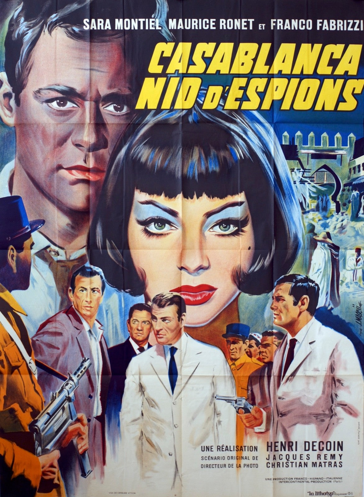 CASABLANCA NID D’ESPIONS SARA MONTIEL ORIGINAL MOVIE POSTER 120x160