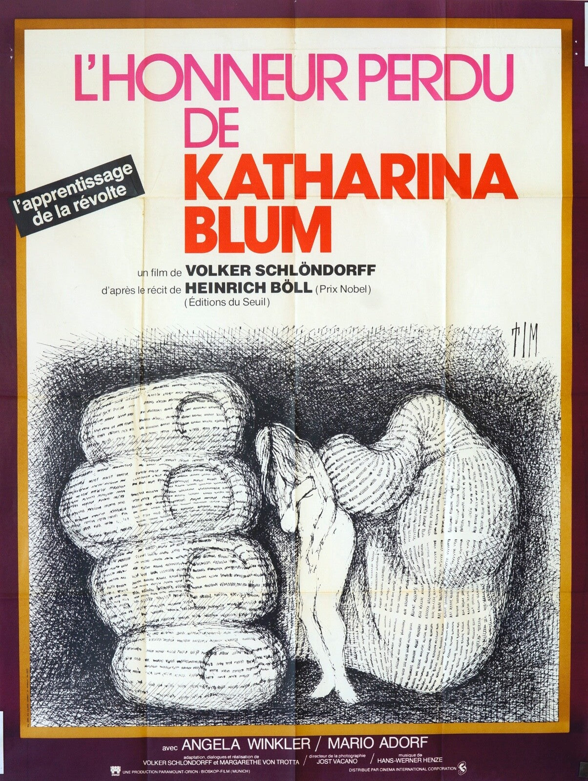 L’HONNEUR PERDU MOVIE POSTER ORIGINAL 120x160 KATHARINA BLUM