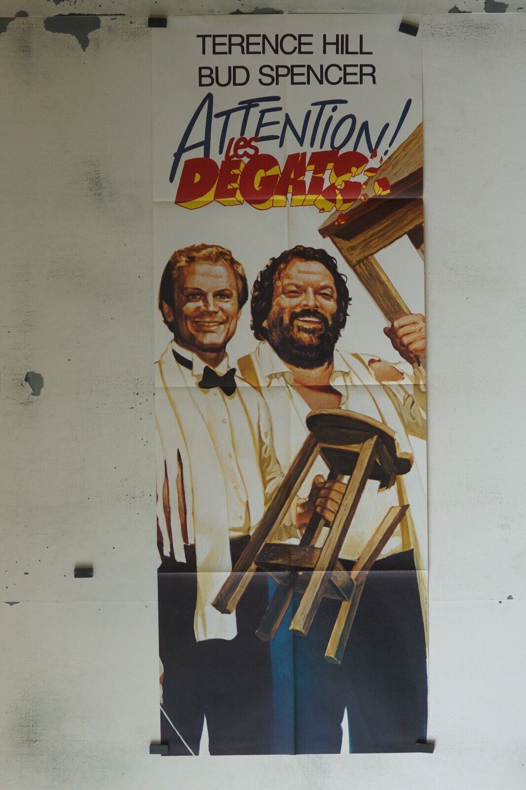 ATTENTION LES DÉGÂTS MOVIE POSTER ORIGINAL 60x160 TERENCE HILL