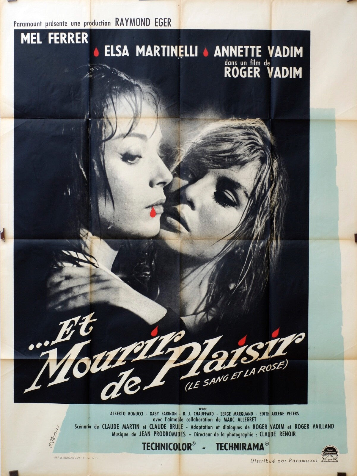 ET MOURIR DE PLAISIR MOVIE POSTER ORIGINAL 120x160 DANIEL AUTEUIL