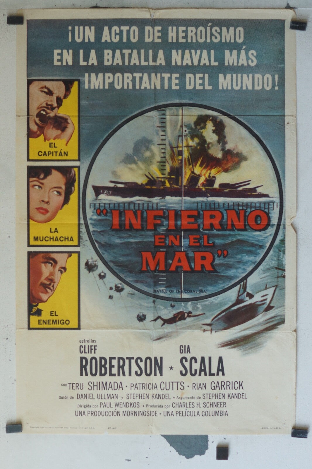 INFIERNO EL MAR (1970) ORIGINAL MOVIE POSTER 120x160 CLIFF ROBERTSON, HENRY