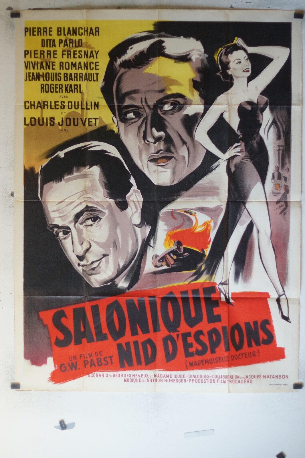 SALONIQUE NID D’ESPIONS MOVIE POSTER ORIGINAL 120x160 Louis Jouvet, Dita Parlo