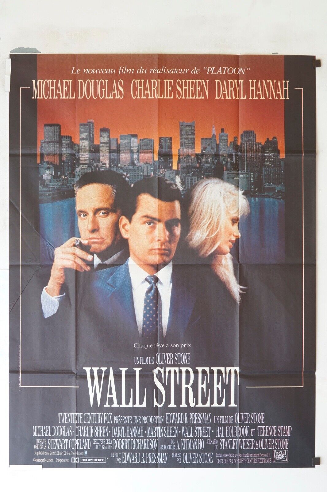 WALL STREET MOVIE POSTER ORIGINAL 120x160 MICHAEL DOUGLAS