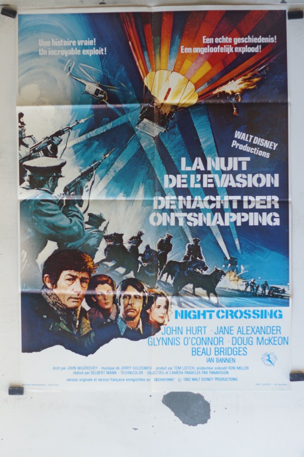 NIGHT CROSSING ORIGINAL MOVIE POSTER 80x100 John Hurt , Jane Alexander