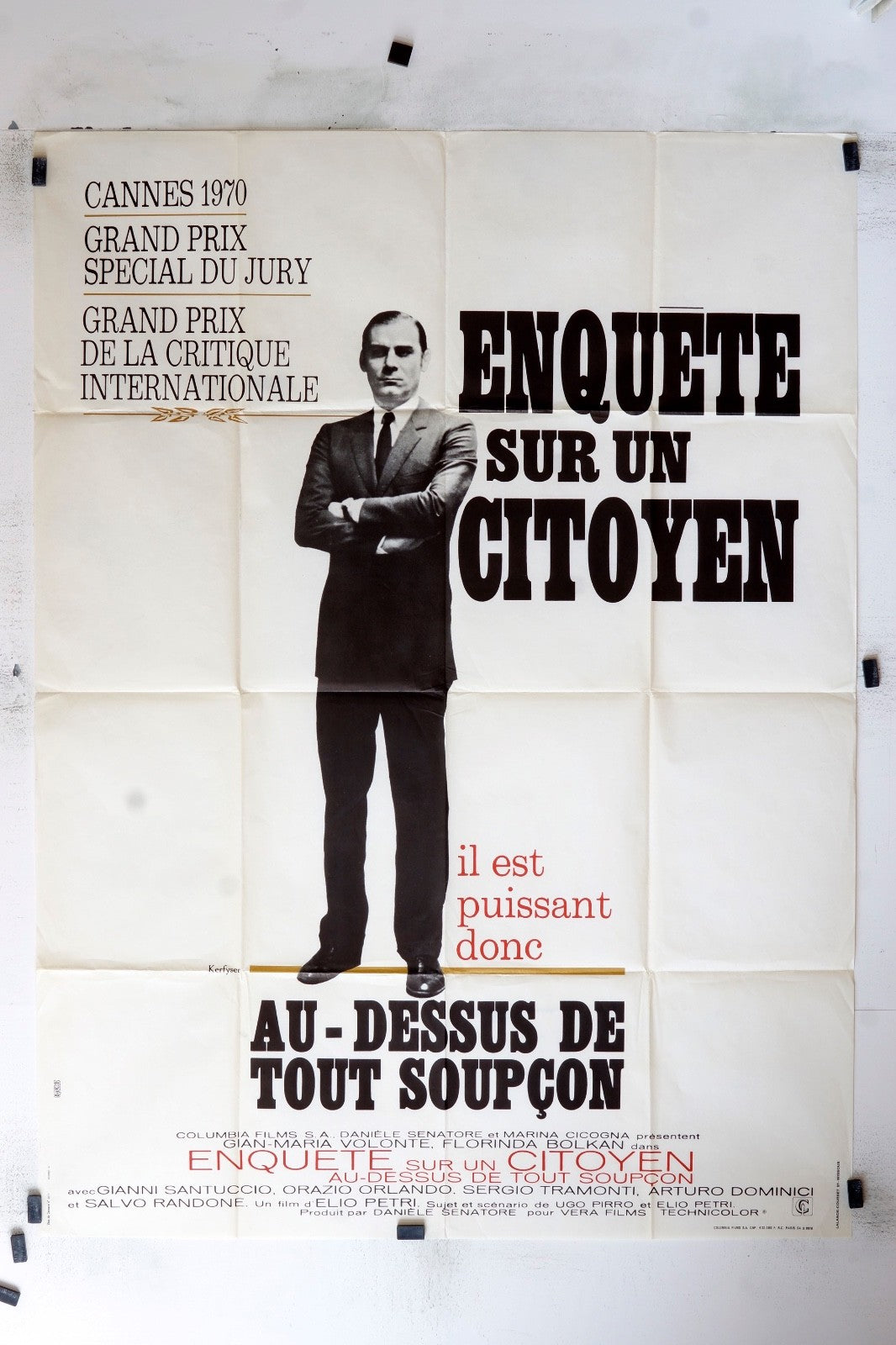 ENQUÊTE SUR UN CITOYEN GIANNI SANTUCCIO MOVIE POSTER ORIGINAL 120x160
