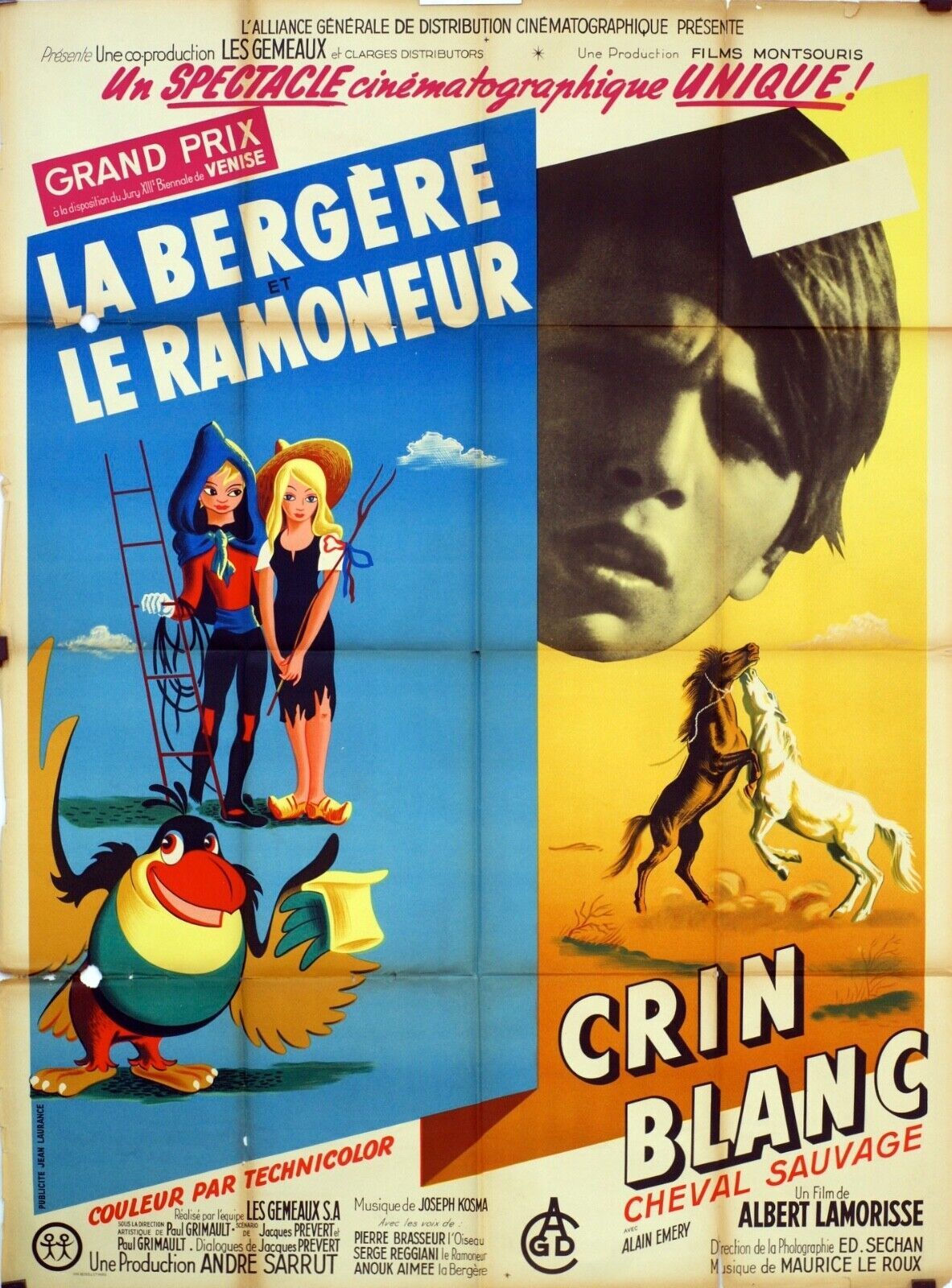 CRIN BLANC MOVIE POSTER ORIGINAL 120x160 LA BERGÈRE LE RAMONEUR