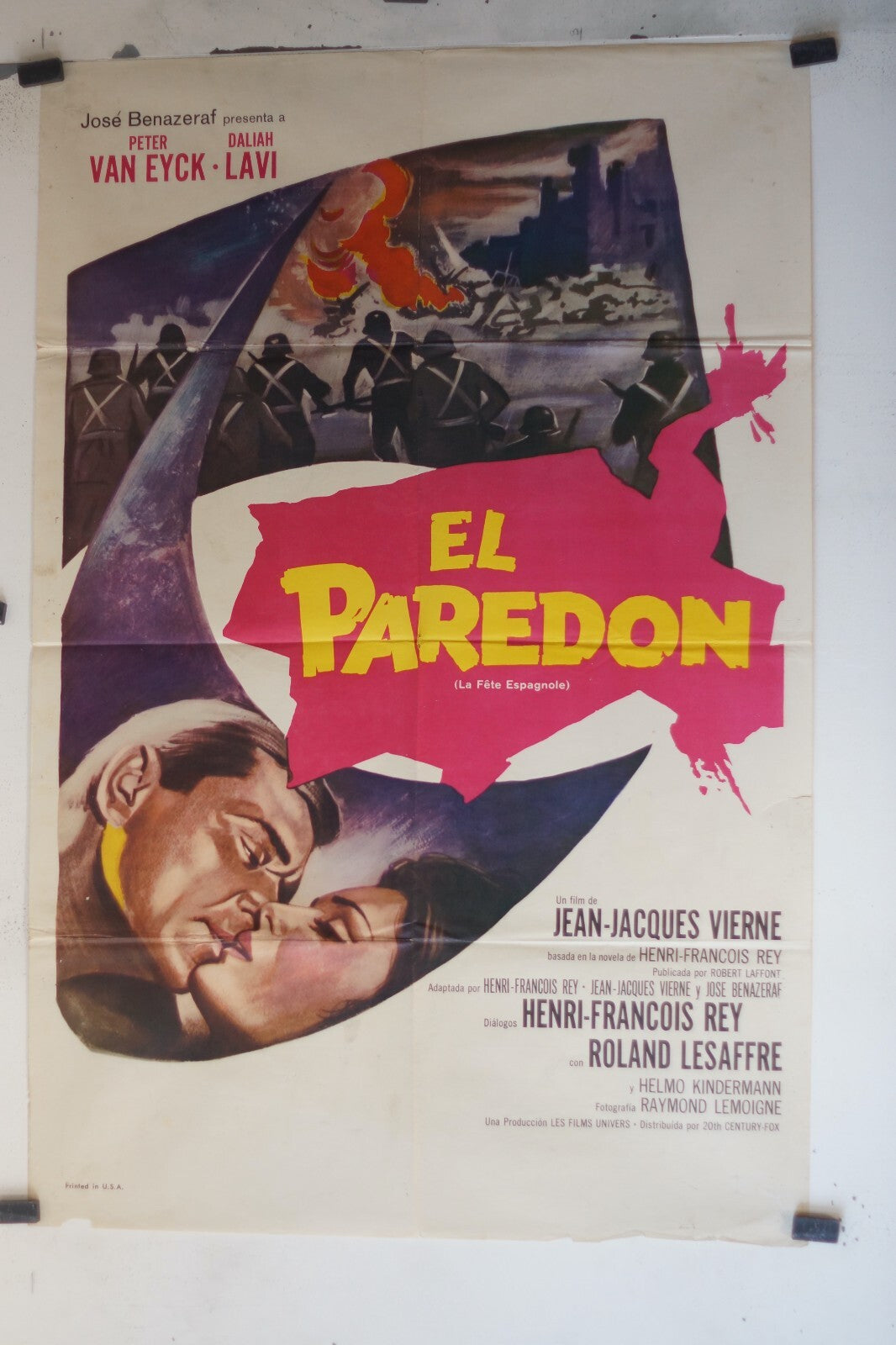 EL PAREDON (70X100) ORIGINAL MOVIE POSTER PETER VAN EYCK – DALIAH LAVI
