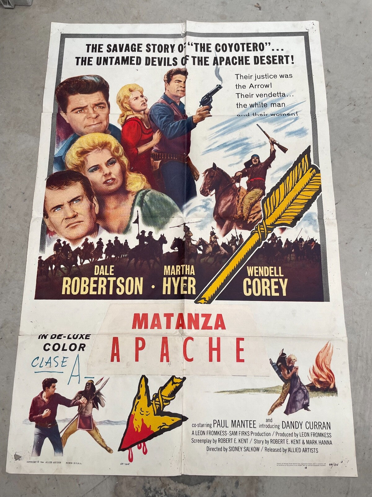 MANTAZA APACHE (BLOOD ON THE ARROW) ORIGINAL MOVIE POSTER 70x100ROBERTSON MARTHA
