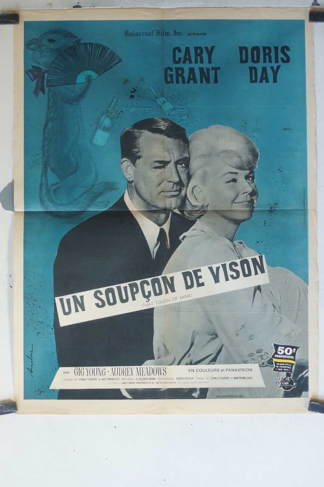 UN SOUPçON DE VISON MOVIE POSTER ORIGINAL (60X80) Cary Grant , Doris Day