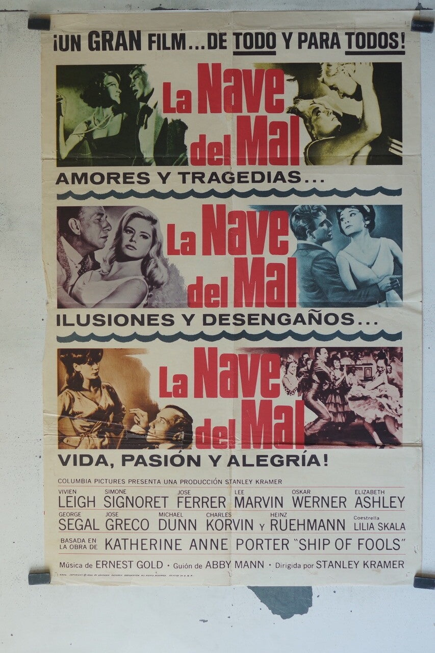 LA NAVE DEL MAL (1965) 1962 ORIGINAL MOVIE POSTER VIVIEN LEIGH, SIMONE SIGNORET