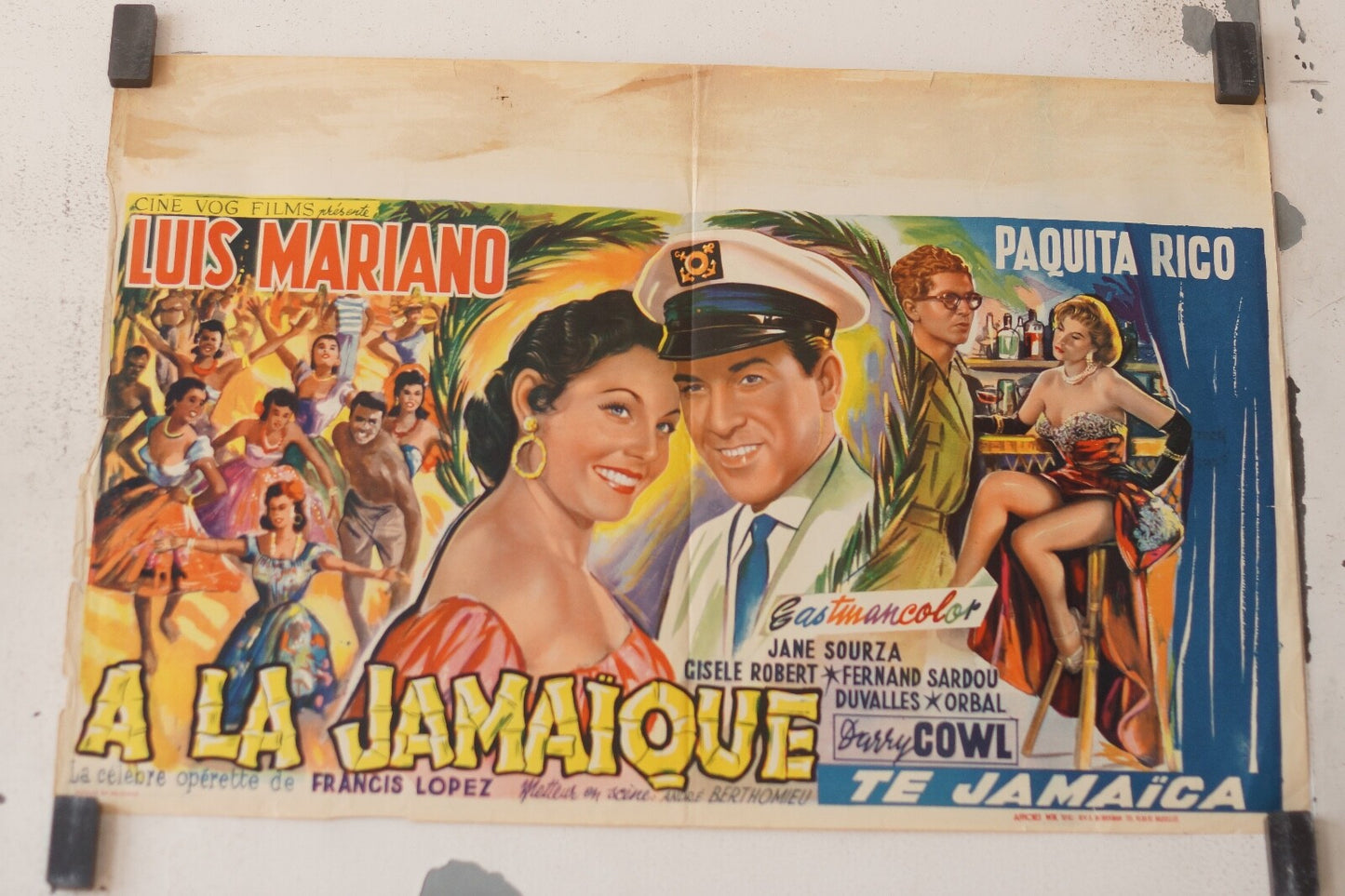 A LA JAMAÏQUE movie poster ORIGINAL (Belgium Version) 30x55 , Luis Mariano