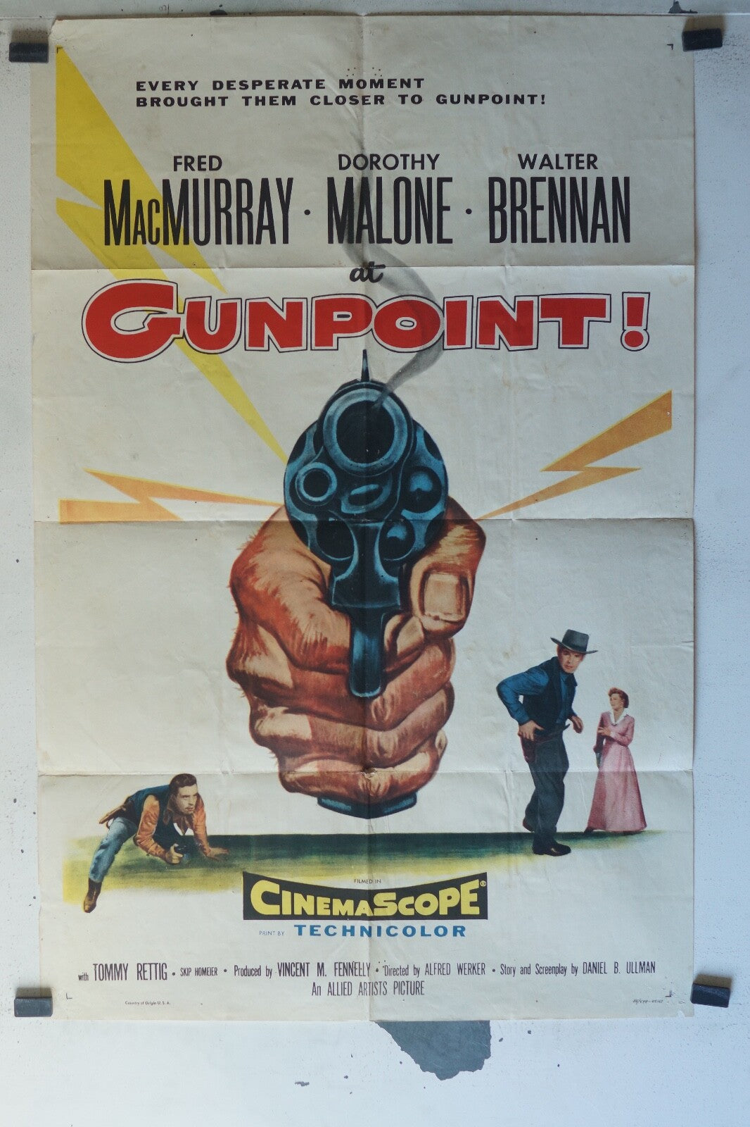 GUNPOINT ! ORIGINAL MOVIE POSTER 68x104 Fred MacMurray , Dorothy Malone