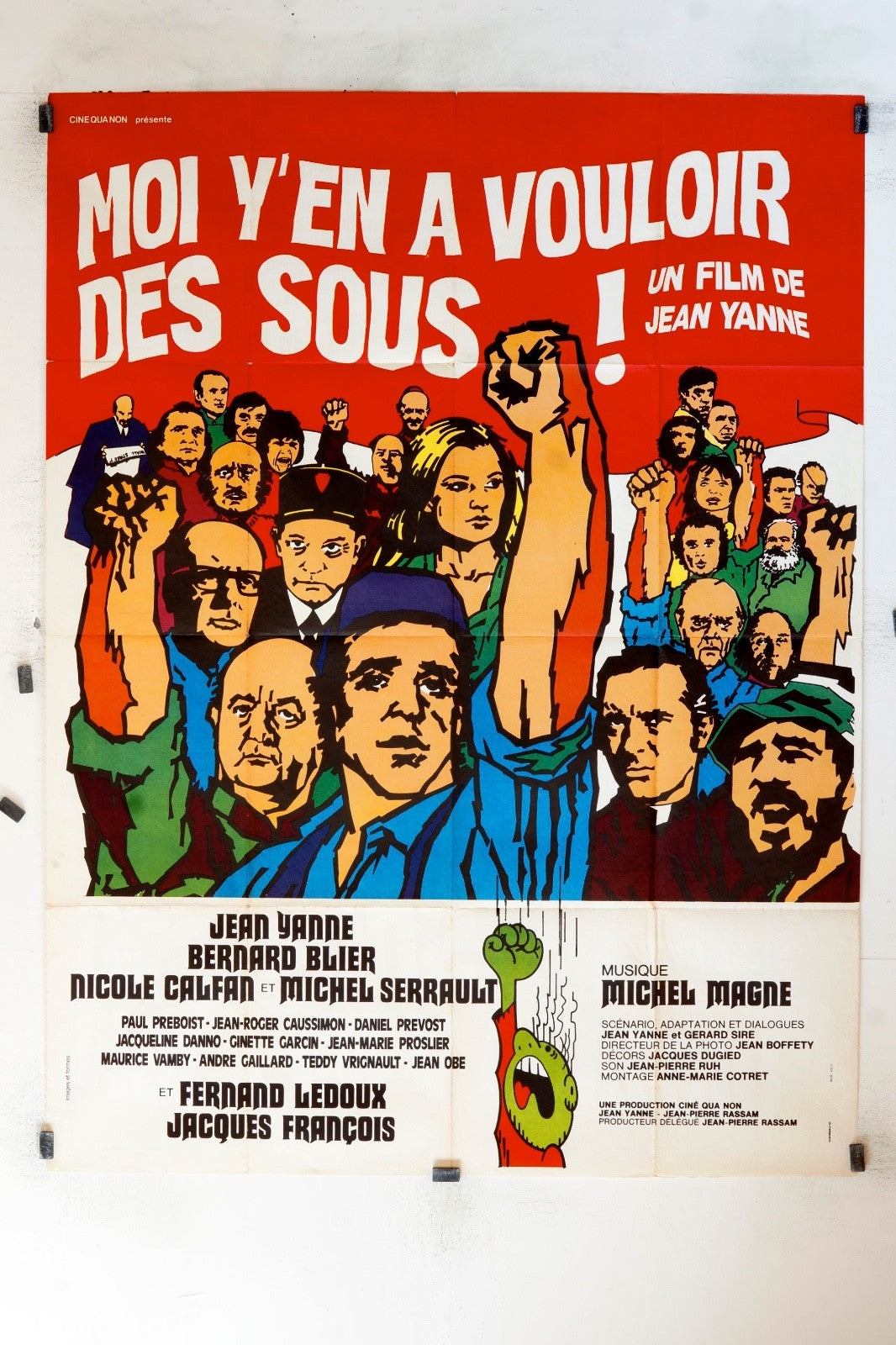 MOI Y EN A VOULOIR DES SOUS ! JEAN YANNE MOVIE POSTER ORIGINAL 120X160