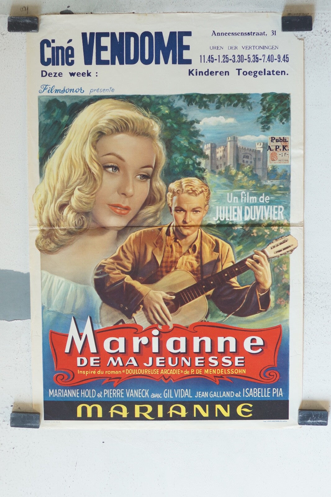 MARIANNE DE MA JEUNESSE POSTER ORIGINAL 55x36 Marianne Hold , Pierre Vaneck
