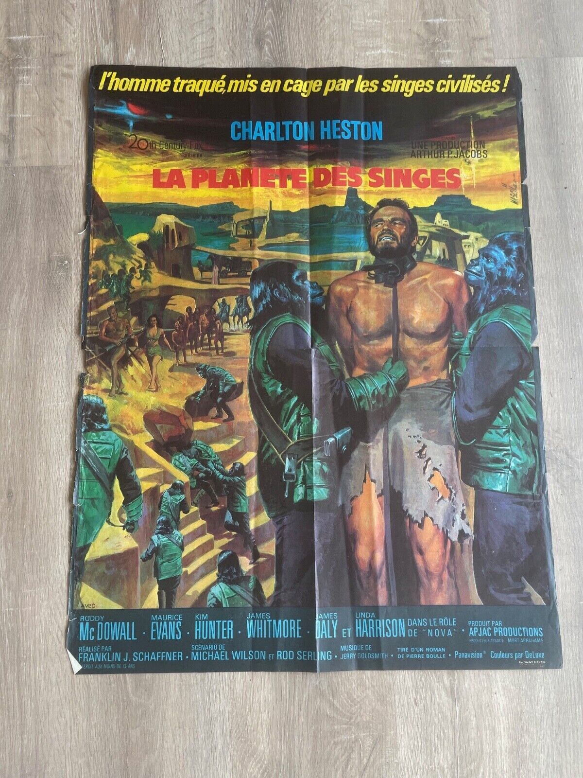 LA PLANÈTE DES SINGES POSTER ORIGINAL (60X80) CHARLTON ESTON