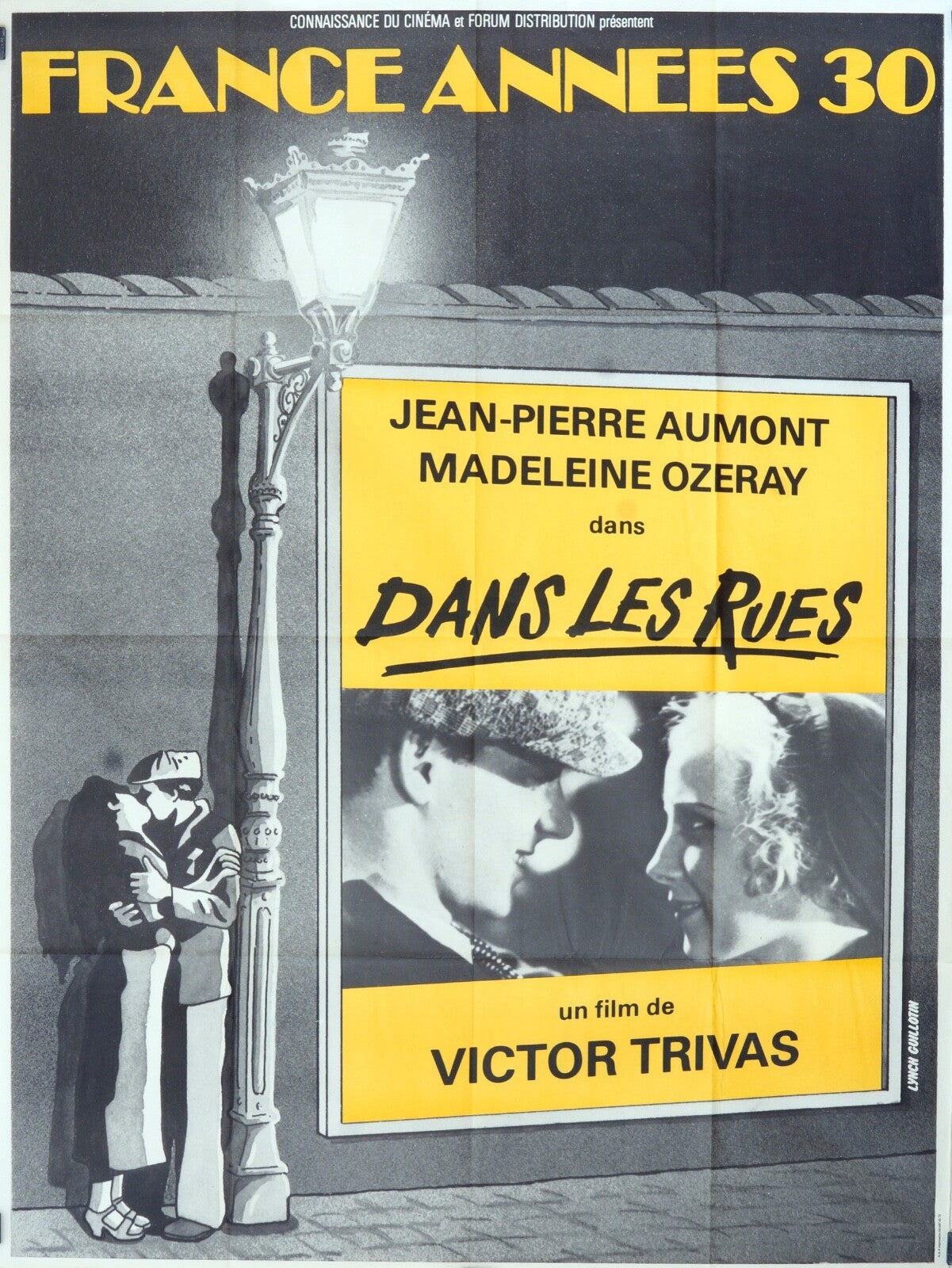 DANS LES RUES « France ANNÉE 30 » ORIGINAL POSTER 120x160 JEAN-PIERRE AUMONT