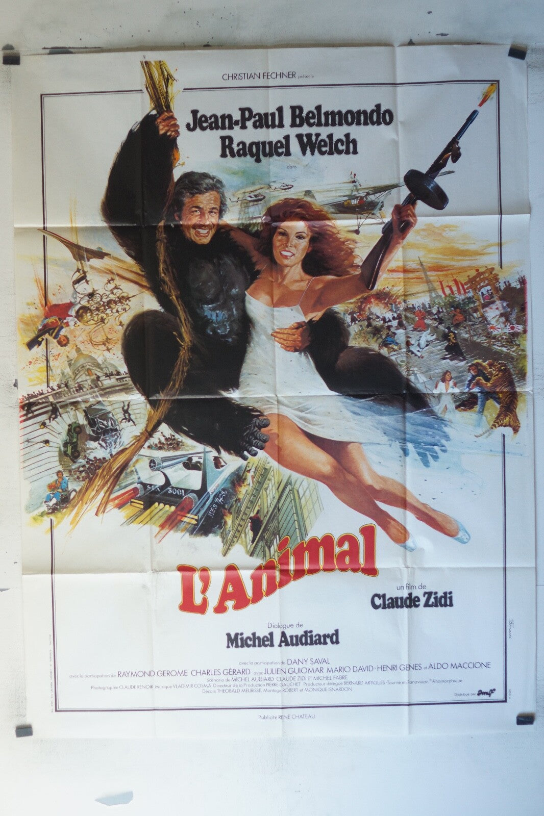 ANIMAL (L’) MOVIE POSTER ORIGINAL 120x160 Jean-Paul Belmondo , Raquel Welch