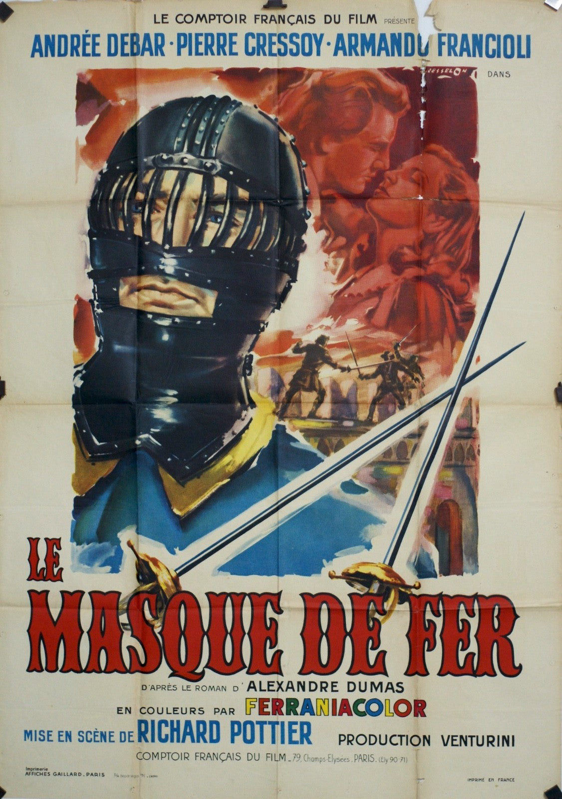 LE MASQUE DE FER ANDRÉE DEBAR MOVIE POSTER ORIGINAL 120x160