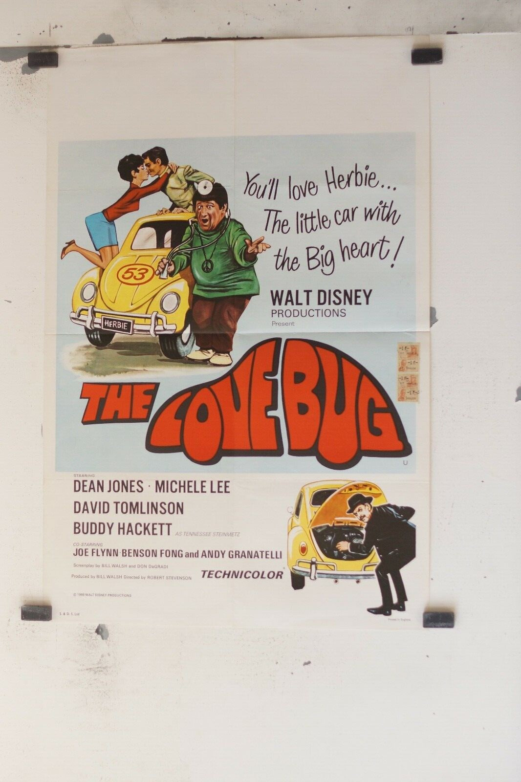 THE LOVE BUG movie POSTER ORIGINAL 69x103 , Robert Stevenson, Dean Jones