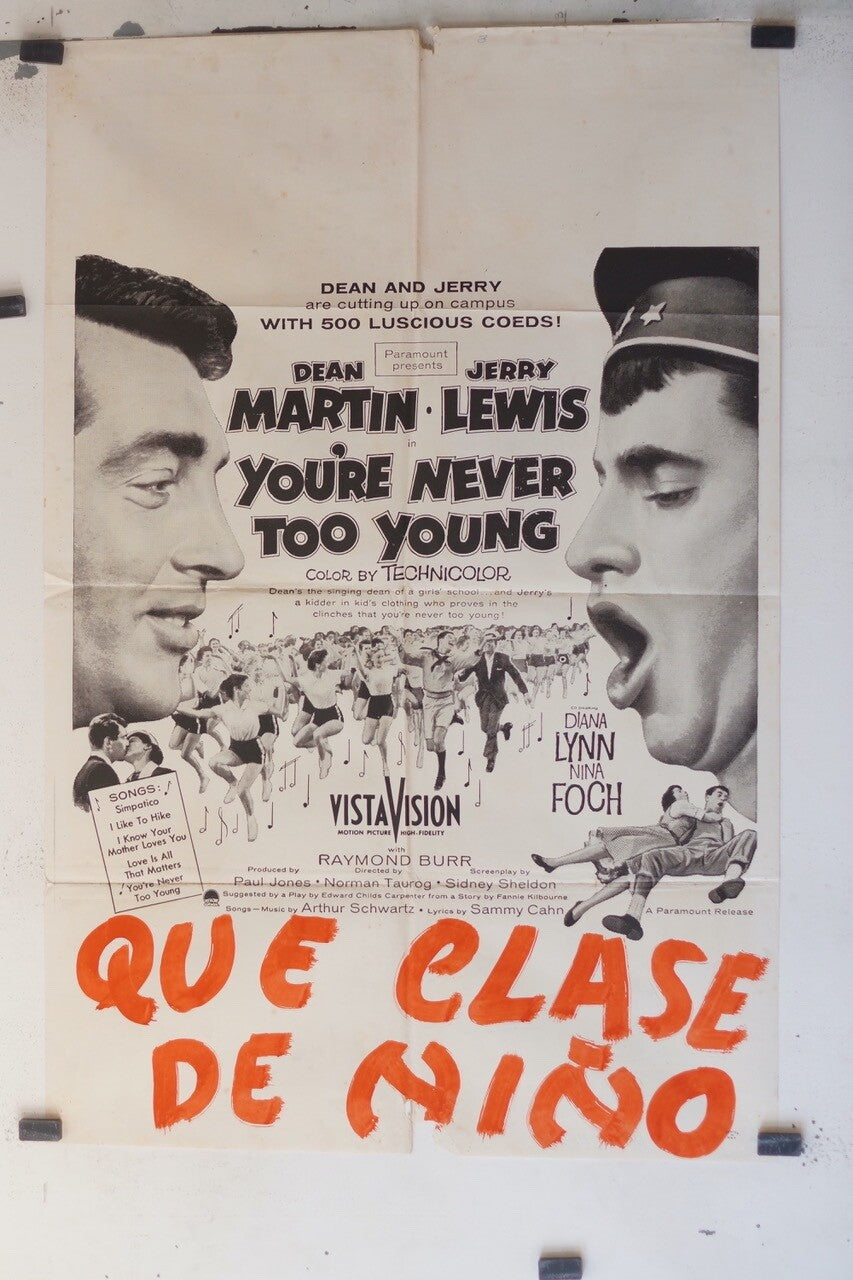 YOU’RE NEVER TOO YOUNG (1955) 70x100 ORIGINAL MOVIE POSTER DIANA LYNN, NINA