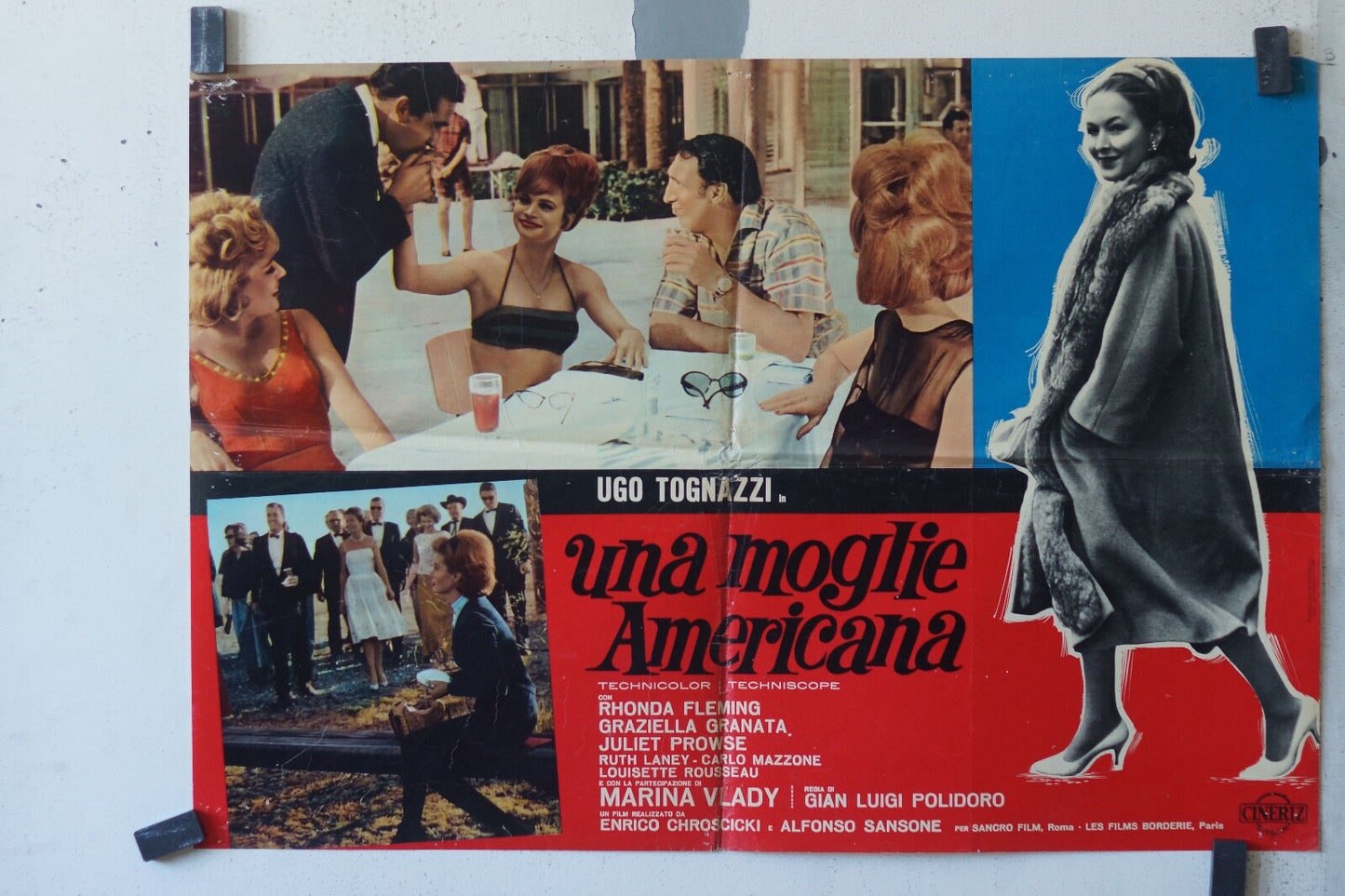 UNA MOGLIE AMERICANA ORIGINAL MOVIE POSTER 67x47 Rhonda fleming , Graziella