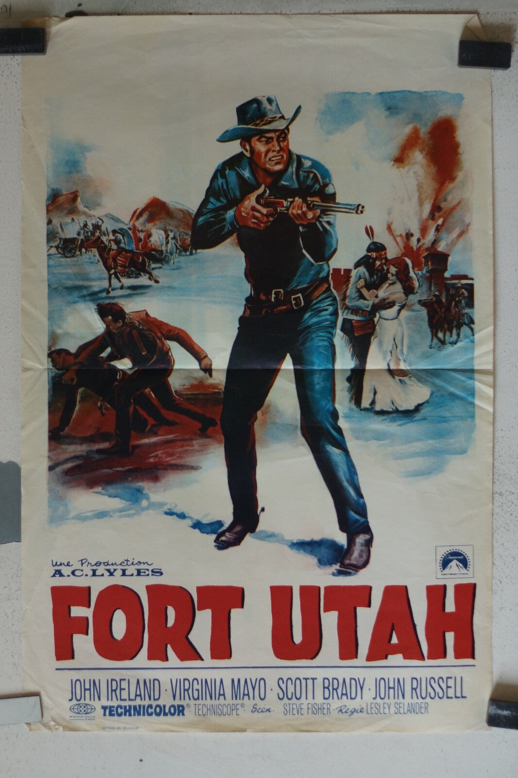 FORT UTAH ORIGINAL MOVIE POSTER 36x55 John Ireland , Virgina Mayo