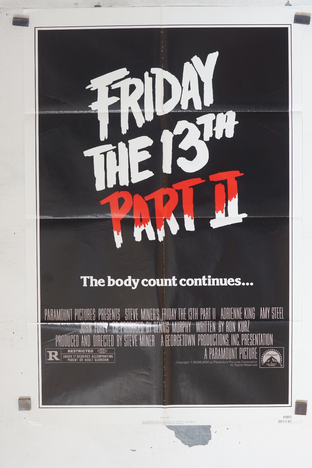 FRIDAY THE 13TH – PART II (69x103) ORIGINAL POSTER, Steve Miner, Adrienne King
