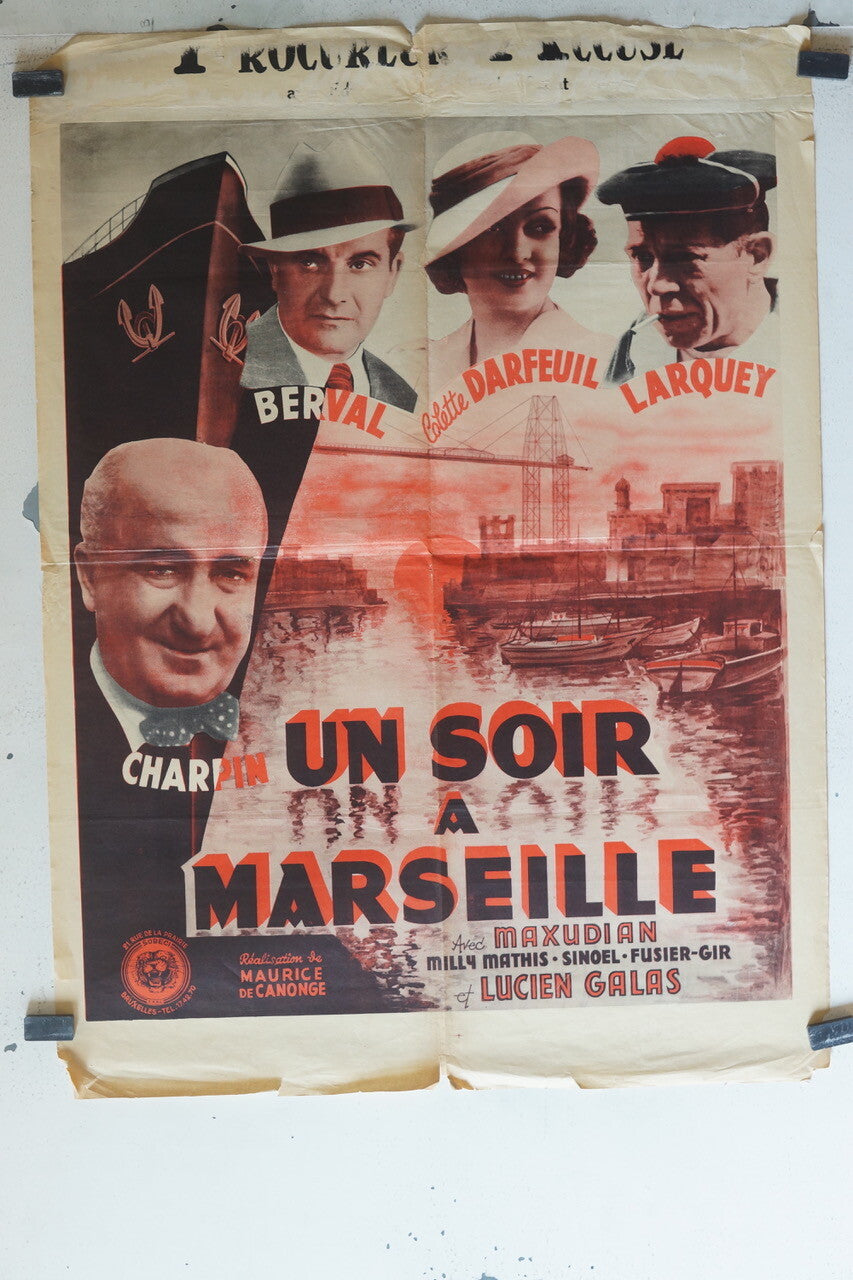 UN SOIR A MARSEILLE POSTER ORIGINAL 62x43 Antonin Berval , Fernand Charpin