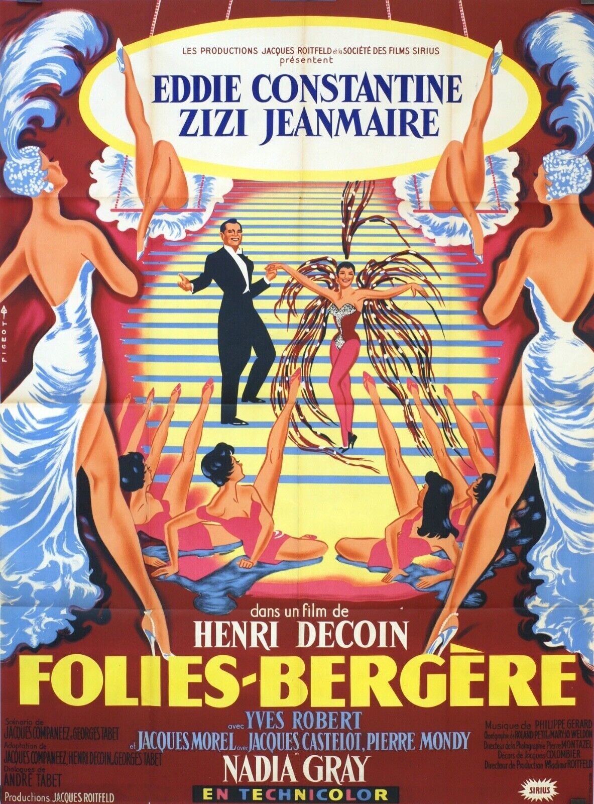 FOLIES-BERGÈRES MOVIE POSTER ORIGINAL (120X160) EDDIE CONSTANTINE
