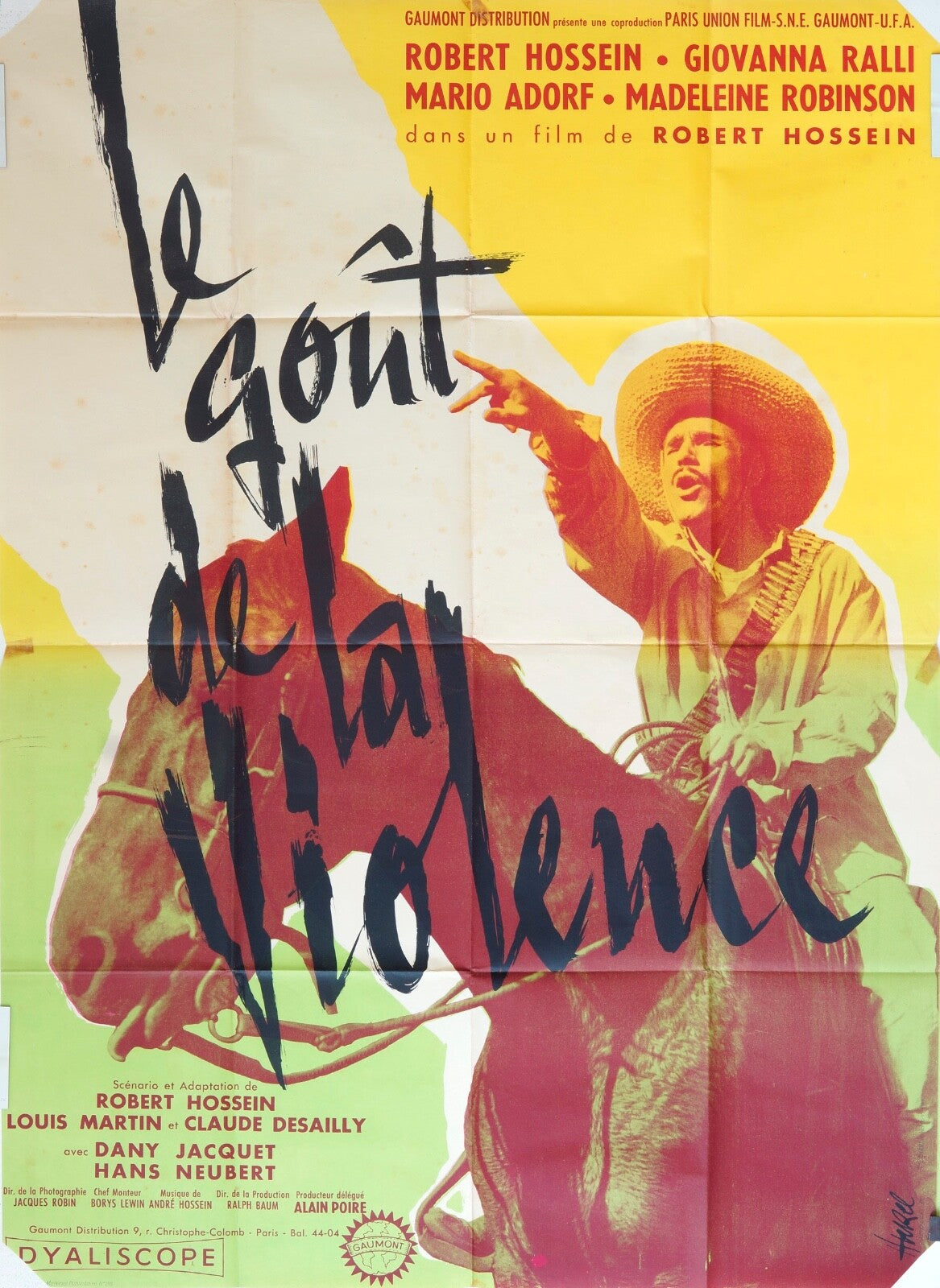 LE GOÛT DE LA VIOLENCE MOVIE POSTER ORIGINAL (120X160) ROBERT HOSSEIN