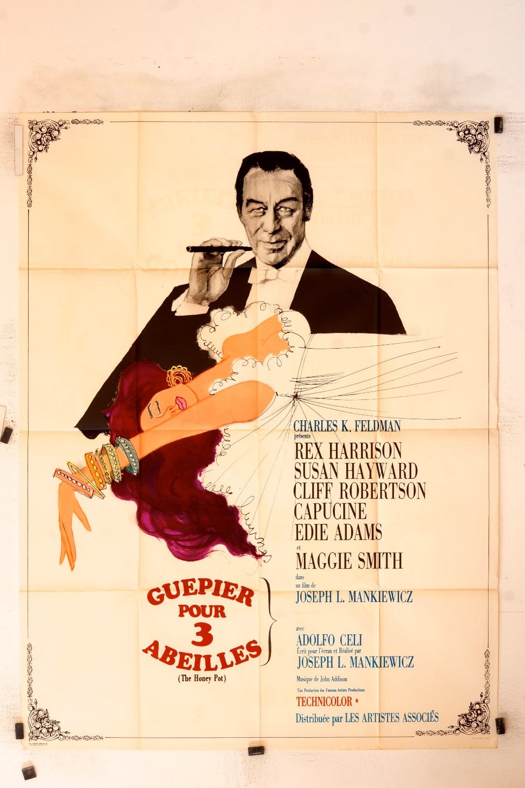 GUÊPIER POUR 3 ABEILLES REX HARRISON MOVIE POSTER ORIGINAL 120x160
