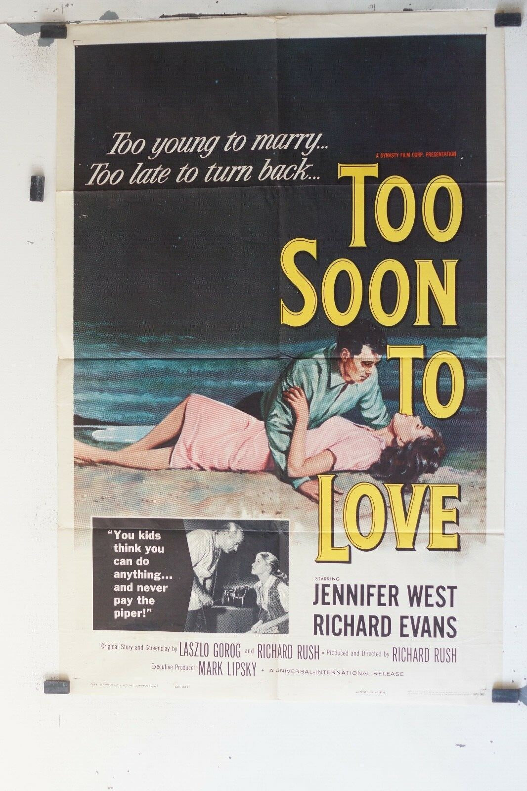 TOO SOON TO LOVE POSTER ORIGINAL 69x103 Richard Rush