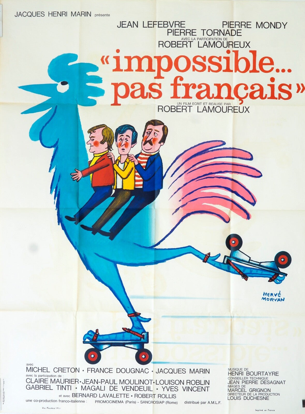 IMPOSSIBLE N’EST PAS FRANÇAIS MOVIE POSTER ORIGINAL 120x160 JEAN LEFEBVRE