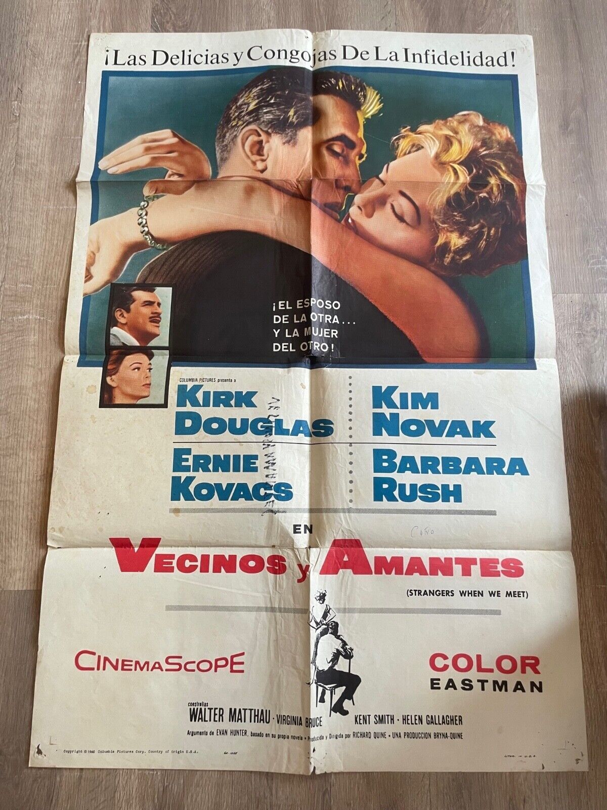 VECINOS Y AMANTES MOVIE POSTER ORIGINAL VINTAGE (70X100) KIRK DOUGLAS