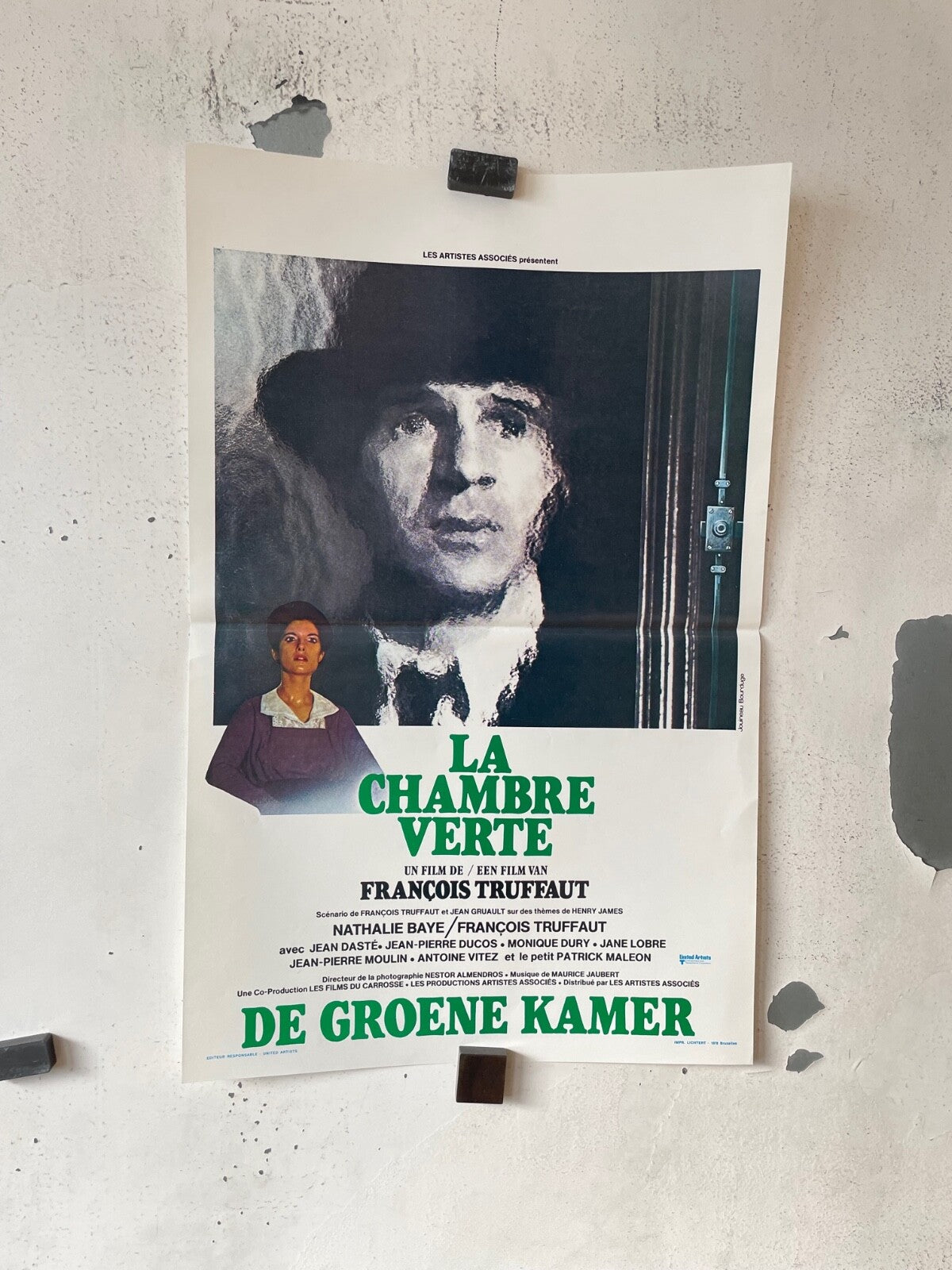 LA CHAMBRE VERTE, BELGIUM MOVIE POSTER 35X55 FRANCOIS TRUFFAUT, NATHALIE BAYE