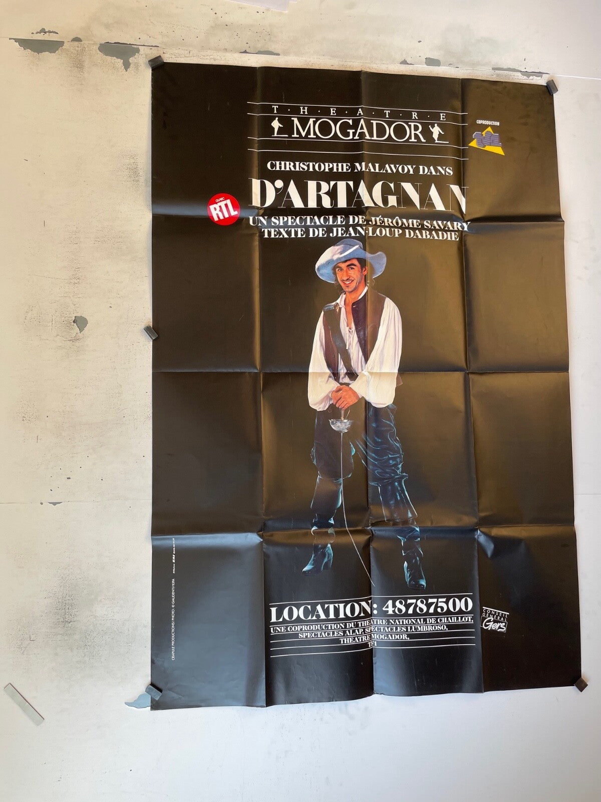 AFFICHE DE THÉÂTRE “D’ARTAGNAN », CHRISTOPHE MALAVOY ORIGINAL 40x60