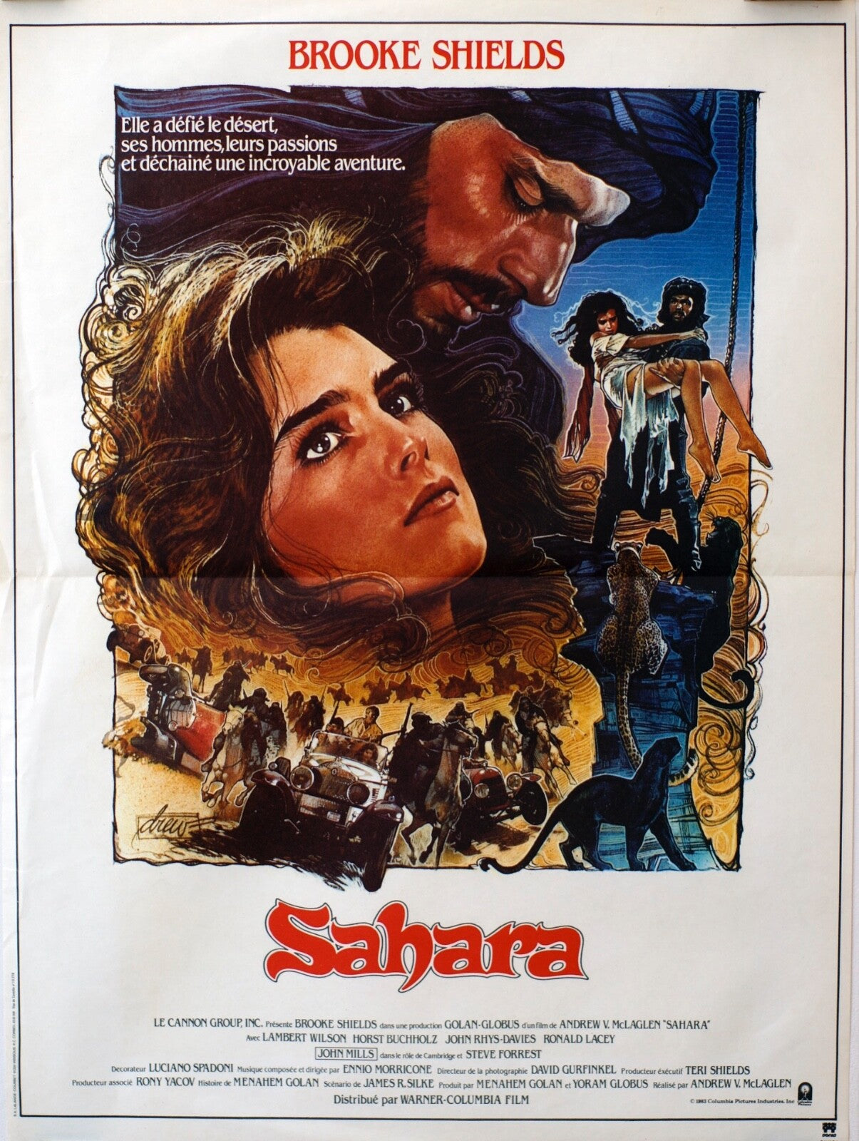 SAHARA POSTER (French Version) ORIGINAL Andrew V. McLaglen, Brooke Shields