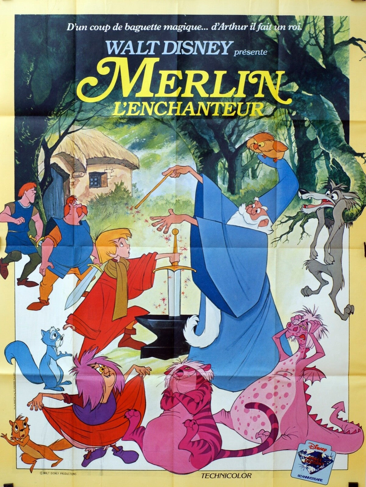 MERLIN L’ENCHANTEUR Movie poster ORIGINAL(120x160) WALT DISNEY